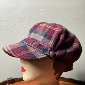 Burgundy Plaid Newsboy Cap